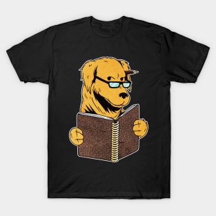 Cute Funny Dog Reading Book - Book Lover T-Shirt